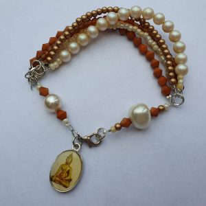 Armband bruin wit boeddha