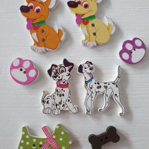 Set houten knopen honden