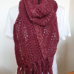 Gehaakte sjaal donkerrood