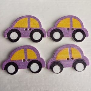 Houten knopen auto’s 4 stuks