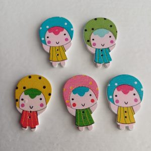 Houten knopen meisjes 5 stuks