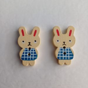 Houten knopen konijn 2 stuks