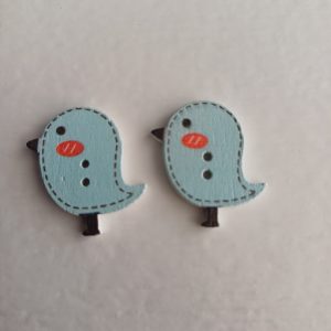 Houten knopen vogels 2 stuks