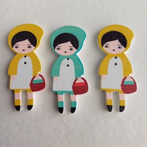 Houten knopen meisjes 3 stuks