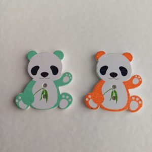 Houten knopen panda 2 stuks