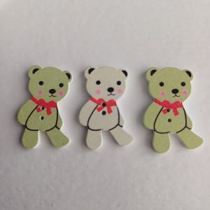 Houten knopen beer 3 stuks