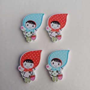 Houten knopen meisjes 4 stuks