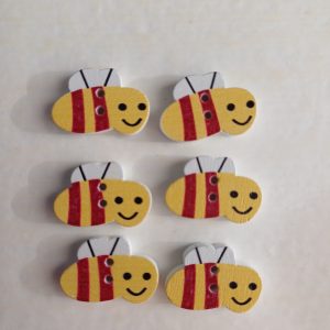 Houten knopen bijen 6 stuks