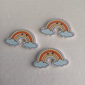 Houten knopen regenboog 3 stuks
