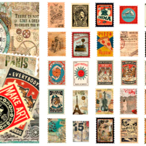 Vintage stickers stamps Modern Time