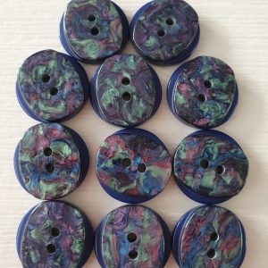 Blauwe knopen met parelmoer 11 stuks