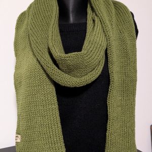 Handgemaakte gebreide groene sjaal van acryl voor volwassenen