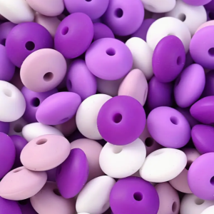 Platte silicone kralen paarse mix 20 stuks