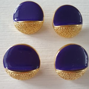 Blauw met goudkleurige knopen 4 stuks