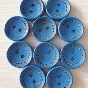 Houten blauwe knopen 10 stuks