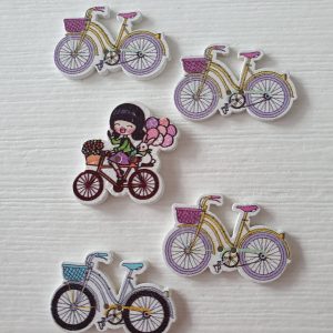 Houten knopen fietsen 5 stuks