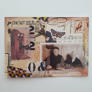 Vintage art collage kaart older couple