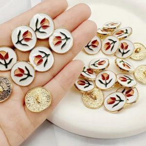 Knopen bloem tulp gouden rand 5 stuks