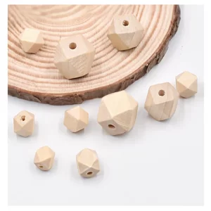 Houten hexagon kralen 10 stuks