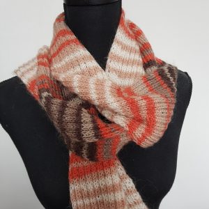 Gebreide sjaal bruin oranje