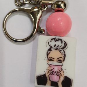 Sleutelhanger vrouw koffie