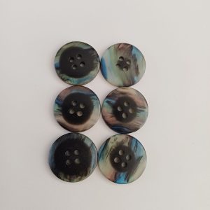 Knopen blauw, groen en zwart 6 stuks