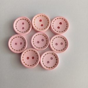 Roze houten knopen 8 stuks
