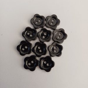 Zwarte bloemetjes knopen 10 stuks