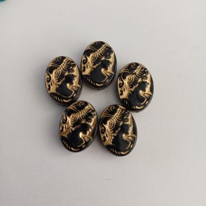 Zwarte kralen vrouwengezicht 5 stuks