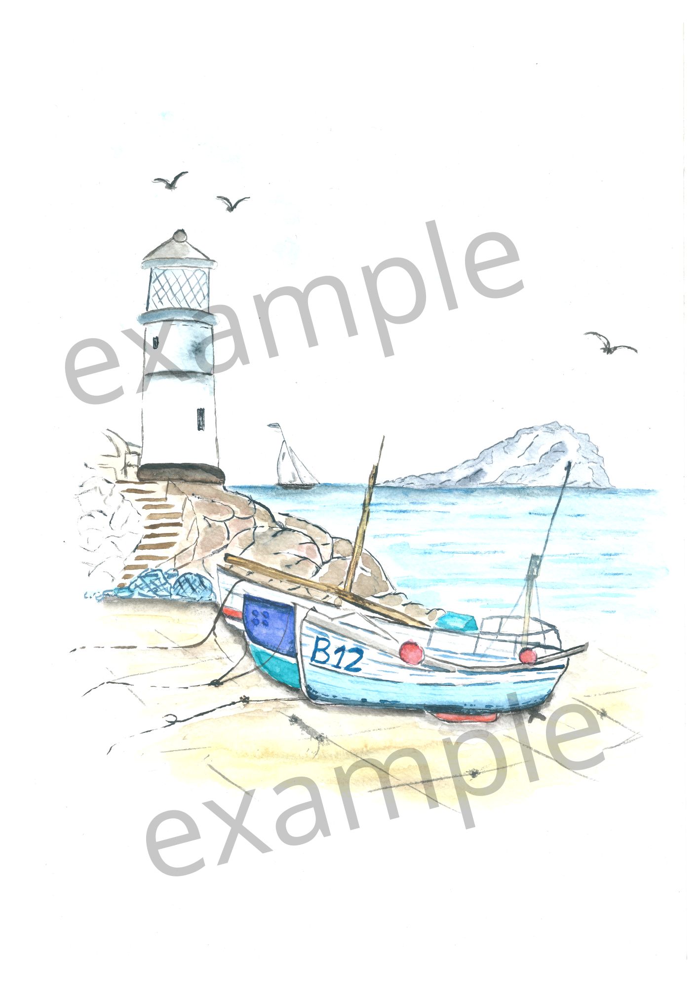 Aquarel bootjes A4 download
